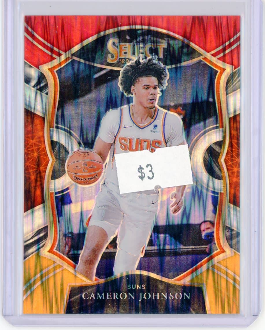 2020-21 Panini Select Cameron Johnson Concourse Red and Gold Shimmer Prizm — front