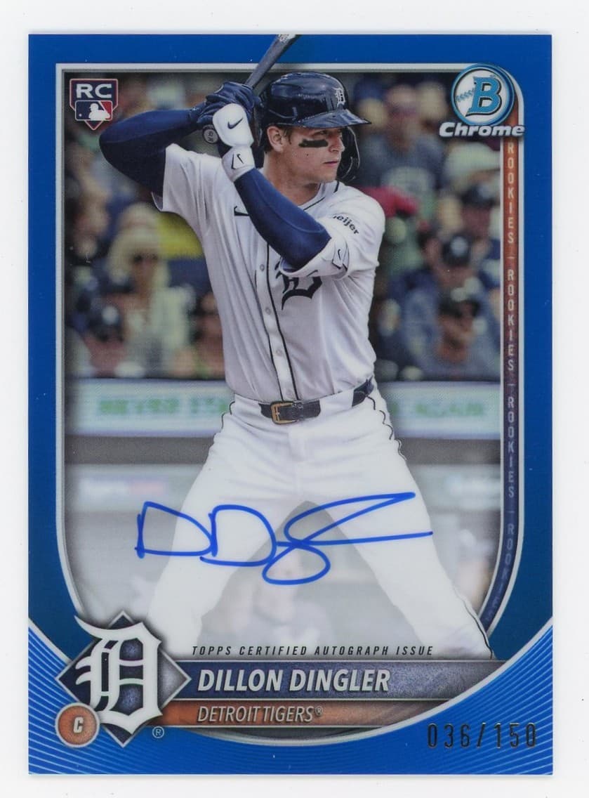 2025 Bowman Chrome #CRA-DD Dillon Dingler Rookie Auto Blue Refractor #/150
