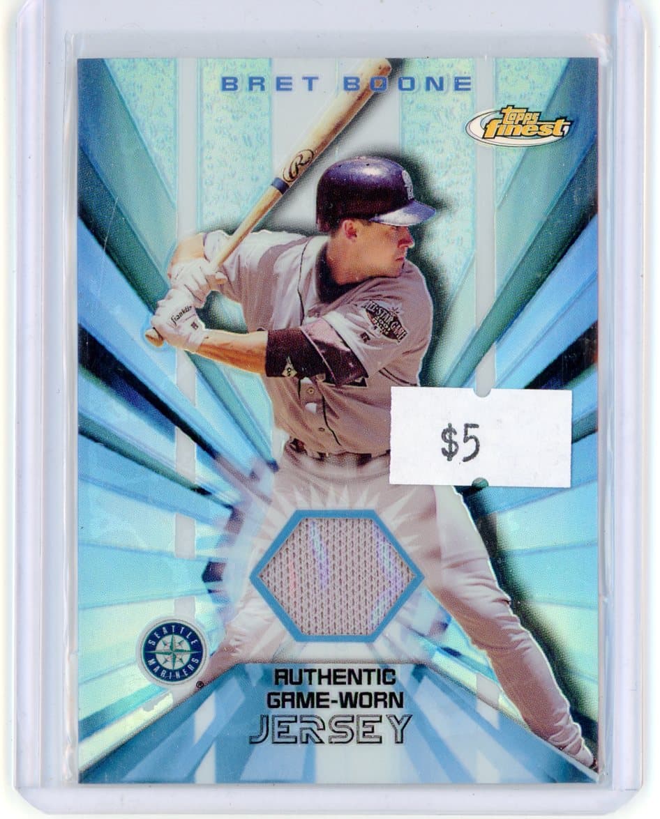 2002 Topps Finest Bret Boone Authentic Game-Worn Jersey Patch — front