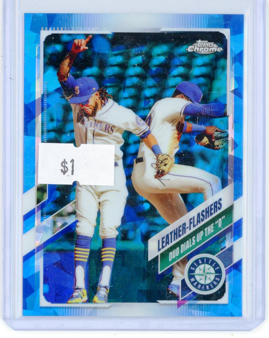 2021 Topps Chrome Update Sapphire Taylor Trammell / J.P. Crawford Leather-Flashers — front