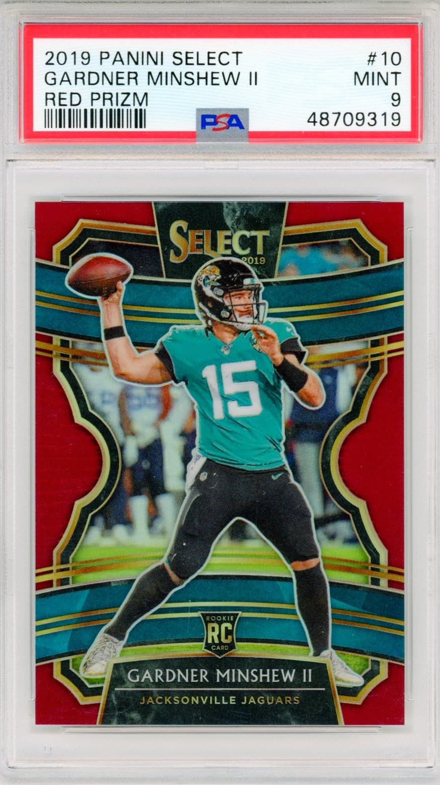 2019 Panini Select Gardner Minshew II Concourse Rookie Red Prizm #/149 PSA 9