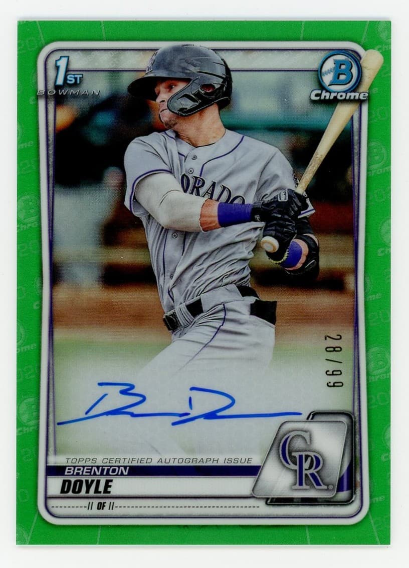 2020 Bowman Chrome #CPA-BD Brenton Doyle 1st Prospect Auto Green Refractor #/99