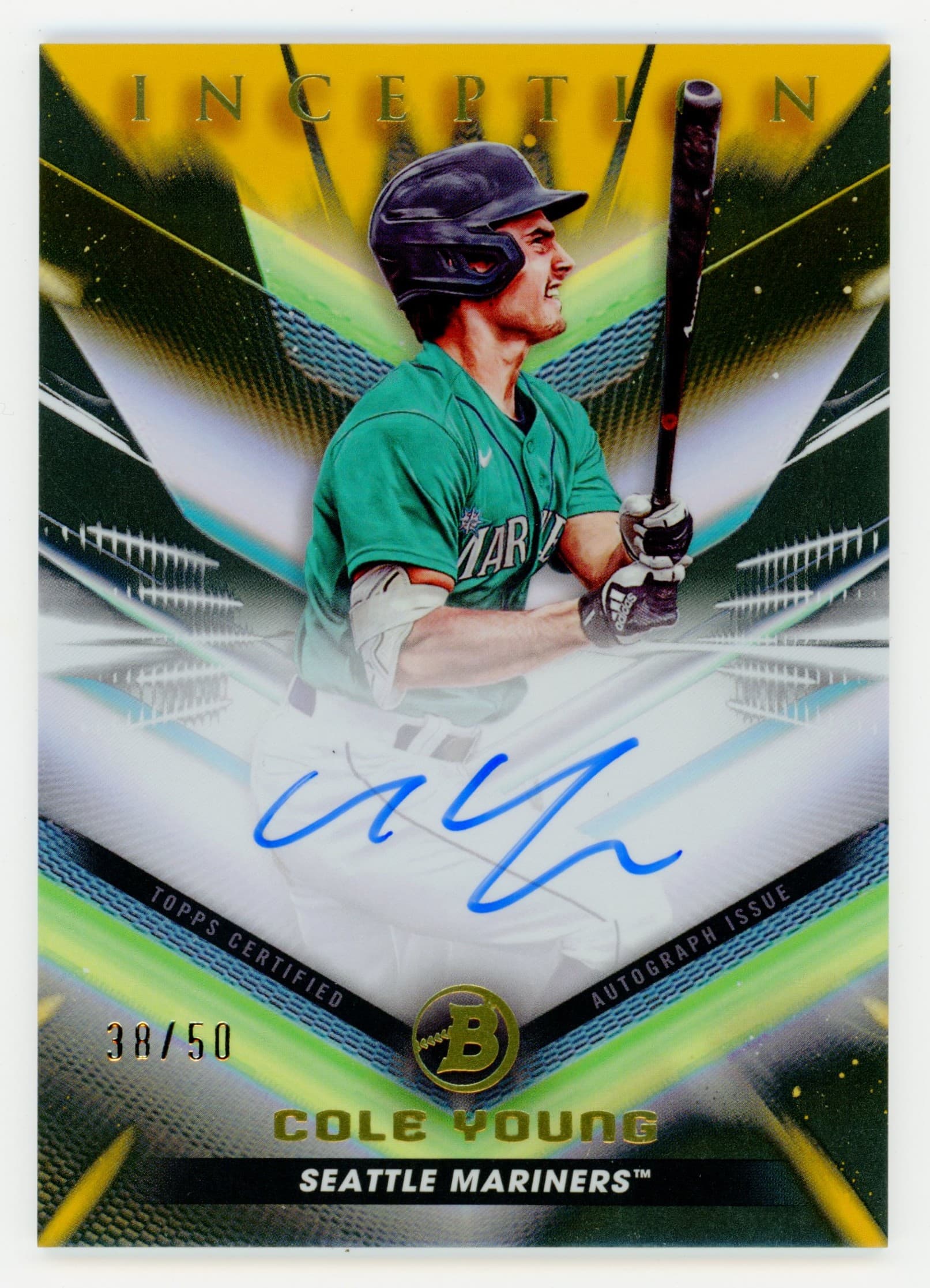 2023 Bowman Inception Cole Young Prospect Auto Gold #/50 — front
