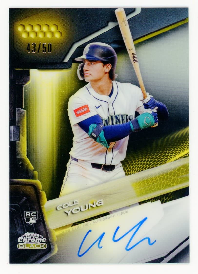 2026 Topps Chrome Black Cole Young Rookie Auto Gold #/50 — front