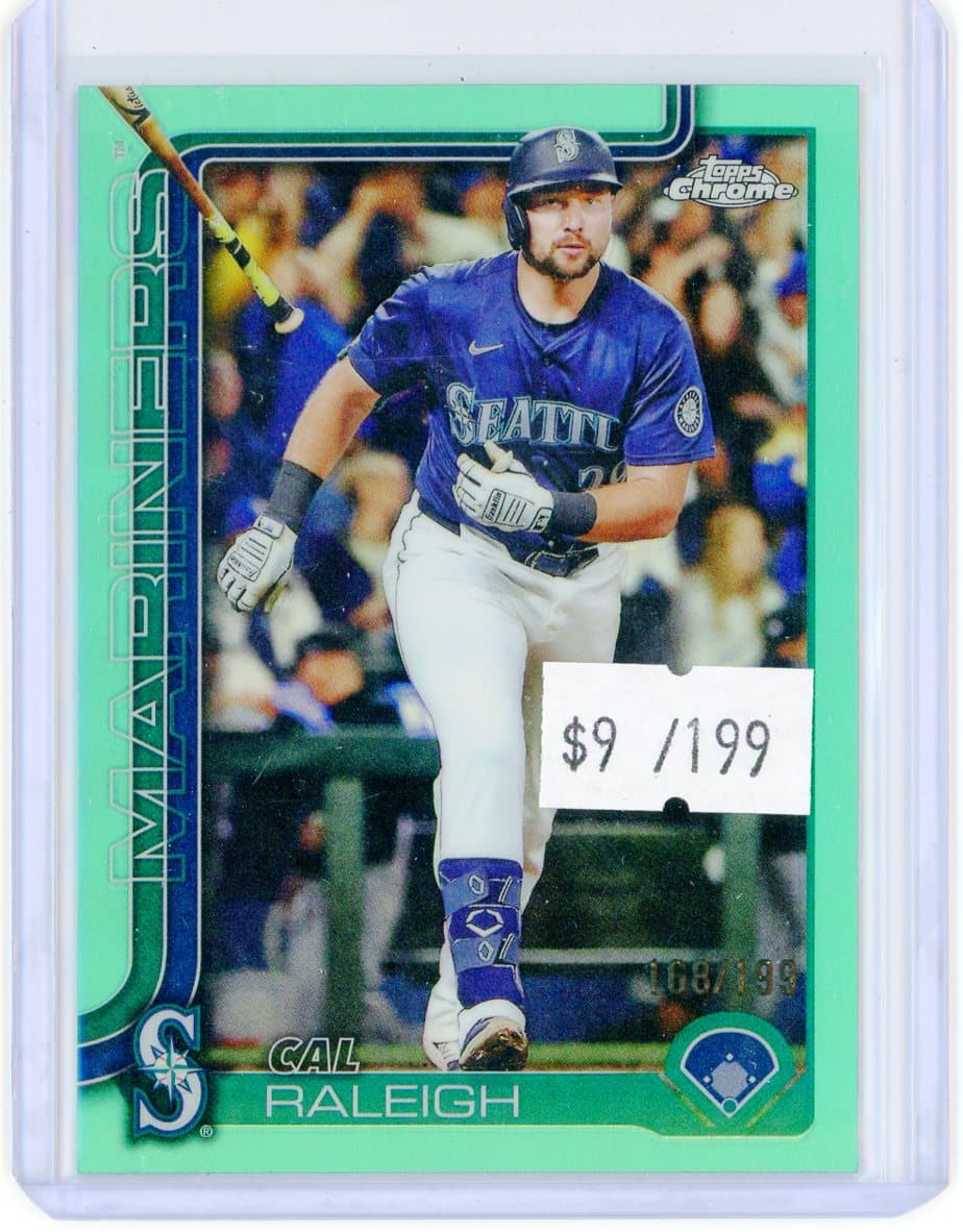 2025 Topps Chrome Cal Raleigh Aqua Refractor #/199 — front