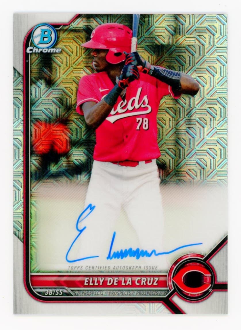2022 Bowman Chrome Elly De La Cruz Prospect Auto Mojo Refractor — front