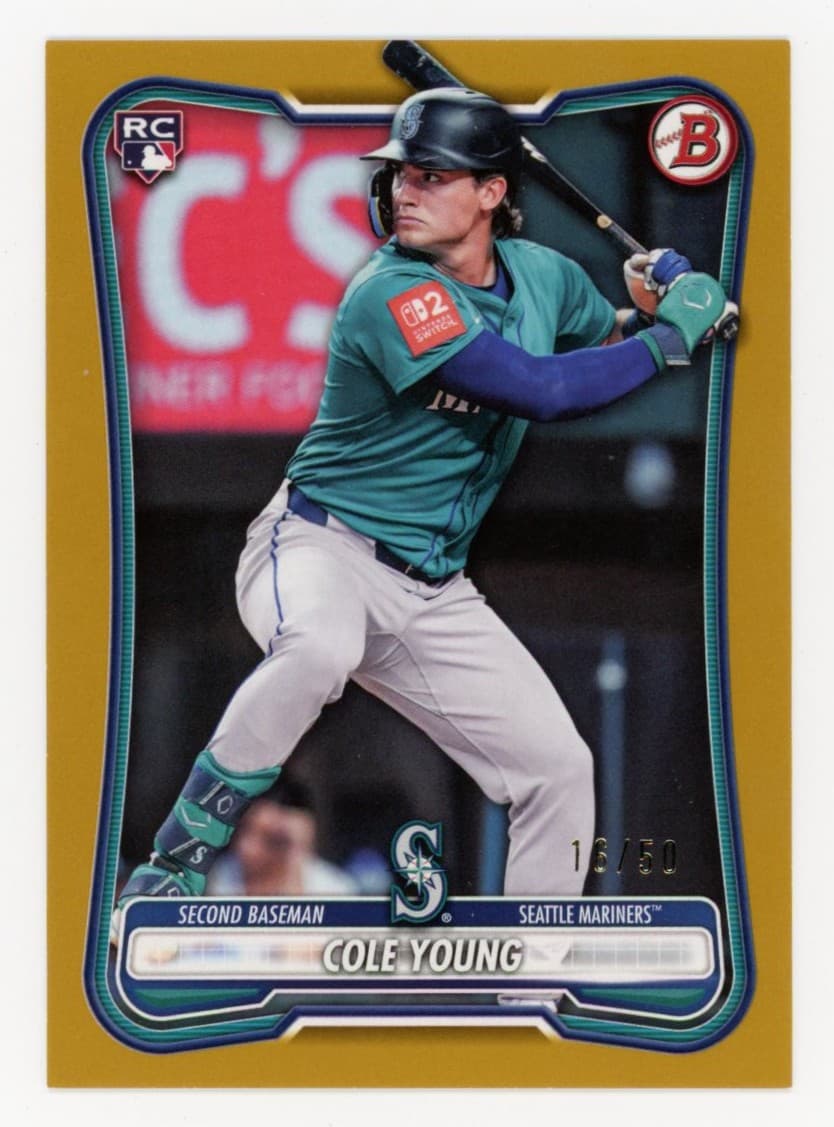 2026 Bowman Cole Young Rookie Gold #/50 — front