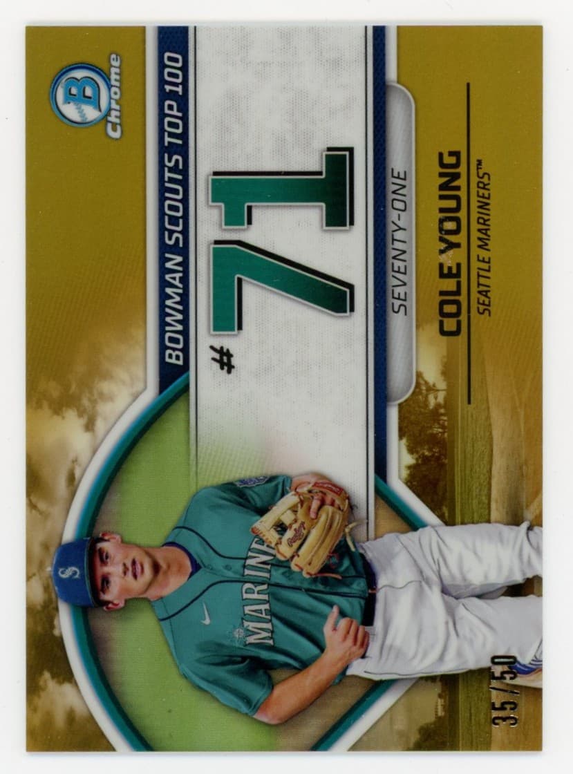 2023 Bowman Chrome Cole Young Scouts Top 100 Prospect Gold #/50