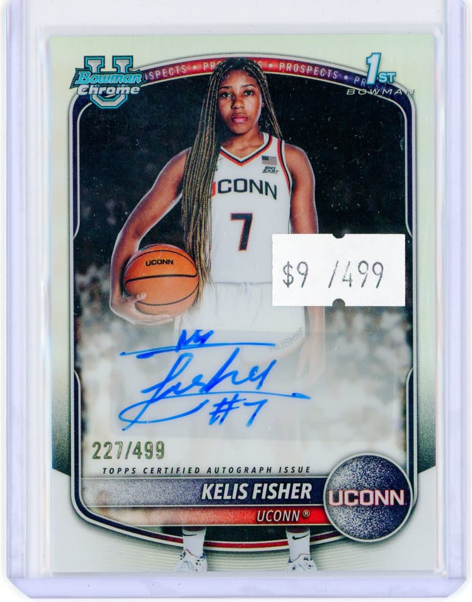 2025-26 Bowman Kelis Fisher 1st Chrome Prospect Auto Refractor #/499 — front